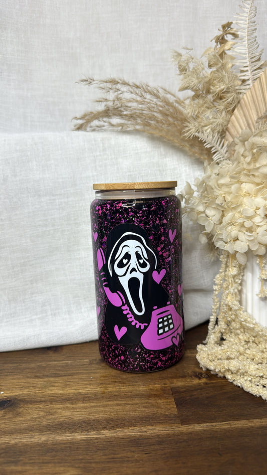 Ghost face glass tumbler